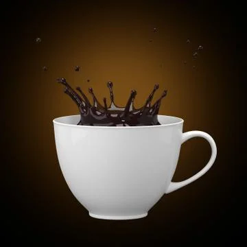 Splash of coffee in a white cup Stock Illustration