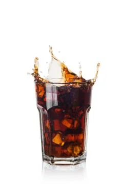 Splash of Cola with ice Stock Photos