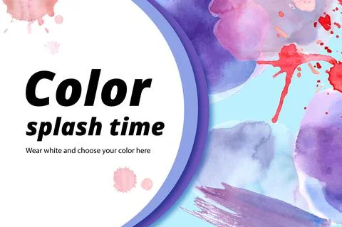 Splash color frame design with red, blue watercolor illustration. Stock Illustration