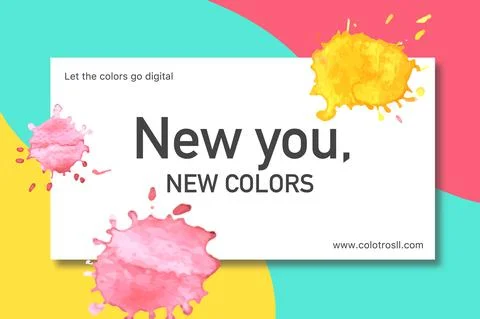Splash color frame design with yellow, pink watercolor illustration. Stock Illustration