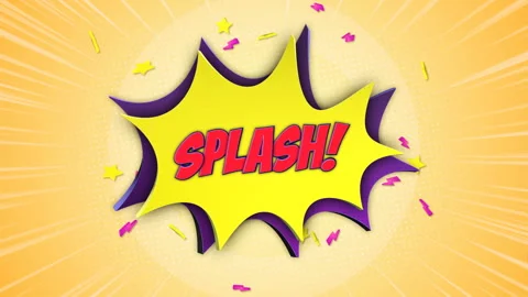 SPLASH Comic Text and Speech Balloon Animation, with Alpha Matte, Loop Video stock 247105640
