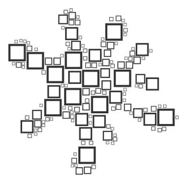 Splash Composition of Contour Square Icons Stock Illustration