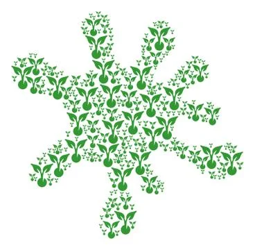 Splash Composition of Seed Sprout Icons Stock Illustration