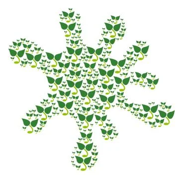 Splash Composition of Sprout Icons Stock Illustration