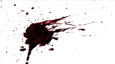 Splash of dark red blood on white Stock Footage 233478800