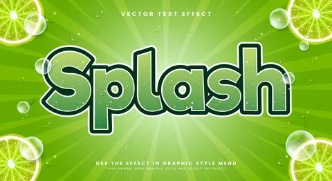 Splash editable text effect Template Illustrazione stock
