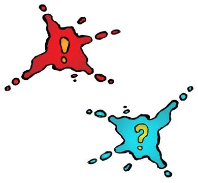 Splash with exclamation mark and question mark Stock Illustration