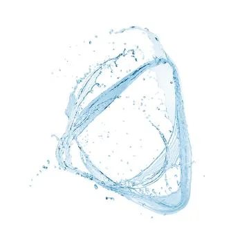 Splash of fresh water in shape of triangle isolated on white Stock Photos