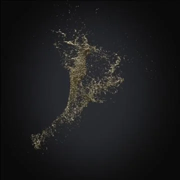 Splash gold 3d rendering background Stock Illustration