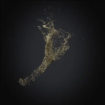 Splash gold 3d rendering background Stock Illustration