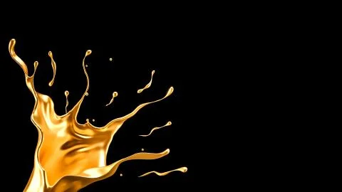 Splash gold black background. 3d illustration, 3d rendering. Stock Illustration