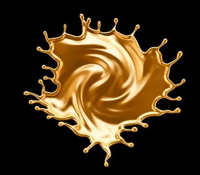 Splash gold black background. 3d illustration, 3d rendering. Stock Illustration