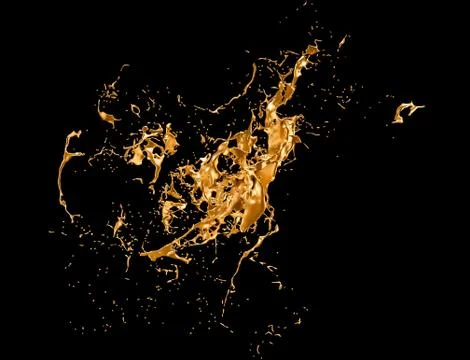Splash gold black background. 3d illustration, 3d rendering. Иллюстрация