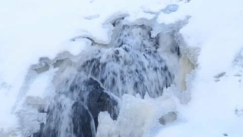 Splash ice splashing water Interstate Falls Montreal River Hurley Wisconsin Stock Footage 232389580