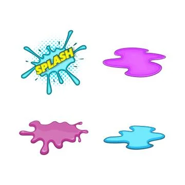 Splash icon set, cartoon style Stock Illustration