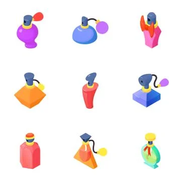 Splash icons set, isometric style Illustrazione stock