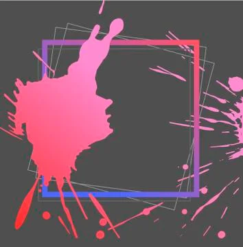 Splash ink frame template, gradient art, vector Stock Illustration