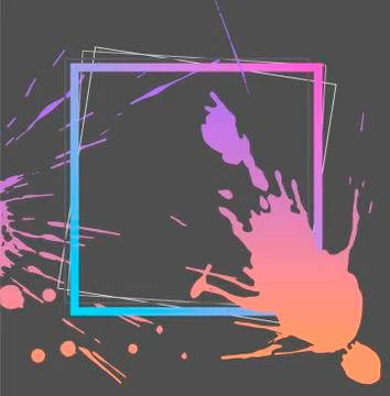 Splash ink frame template, gradient art, vector Stock Illustration