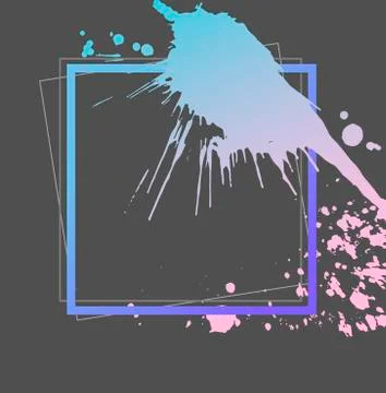 Splash ink frame template, gradient art, vector Stock Illustration