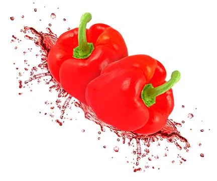Splash juice red pepper Stock Photos