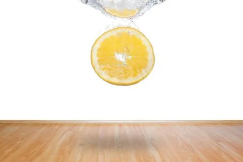 Splash lemon into interior / abstract Stock Photos
