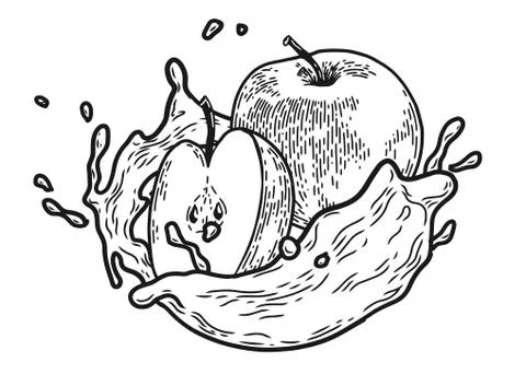 Splash milk apple Stock Illustration