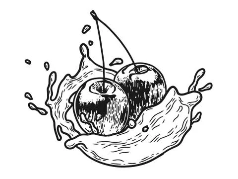 Splash milk cherry Stock Illustration