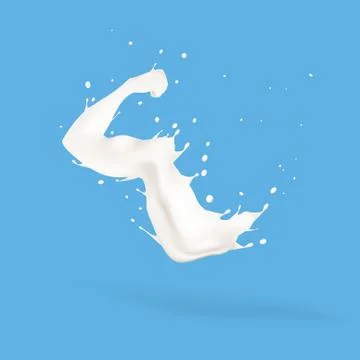 Splash Of Milk In Form Of Strong Arm Concept Illustrazione stock