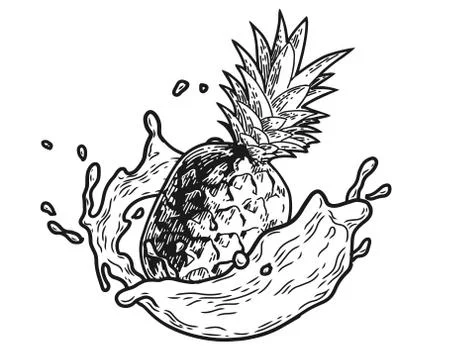 Splash milk pineapple Stock Illustration