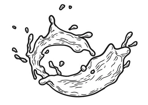 Splash milk sketch Stock Illustration