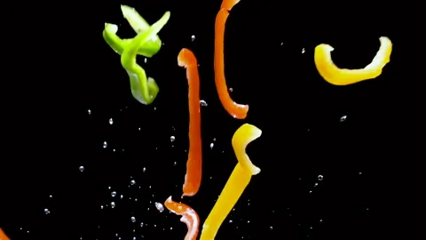 Splash up Mixed Bell peppers Video stock 169225144