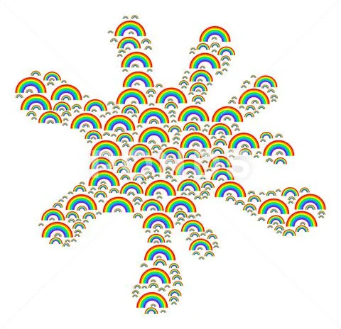 Splash Mosaic of Rainbow Icons Stock Illustration