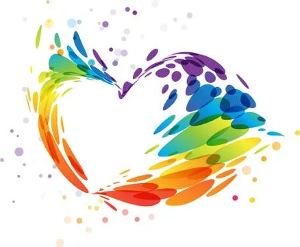 Splash multicolor heart on white Stock Illustration