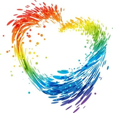 Splash multicolored heart on white Stock Illustration