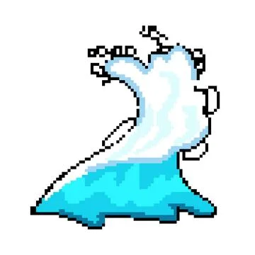 Splash ocean waves pixel art vector illustration Stock Illustration