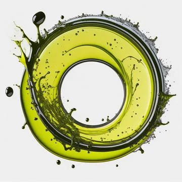 Splash of olive or engine oil arranged in a circle isolated on transparent .. Stock Photos