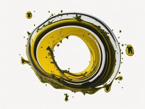 Splash of olive or engine oil arranged in a circle isolated on transparent .. Stock Photos