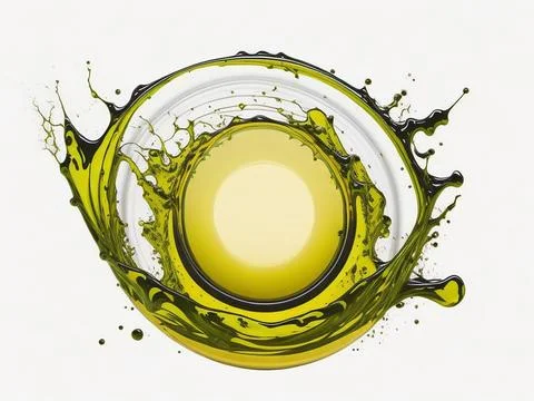 Splash of olive or engine oil arranged in a circle isolated on transparent .. Stock Photos