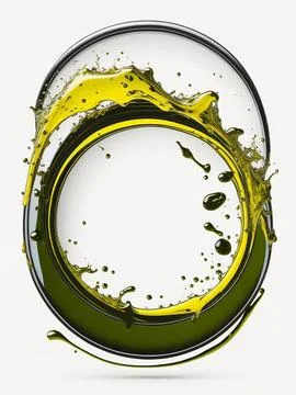 Splash of olive or engine oil arranged in a circle isolated on transparent .. Foto stock