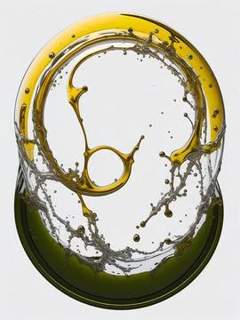 Splash of olive or engine oil arranged in a circle isolated on transparent .. Stock Photos
