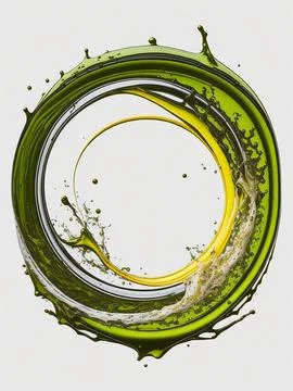 Splash of olive or engine oil arranged in a circle isolated on transparent .. Stock Photos