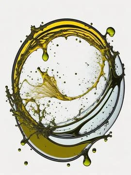 Splash of olive or engine oil arranged in a circle isolated on transparent .. Stock Photos