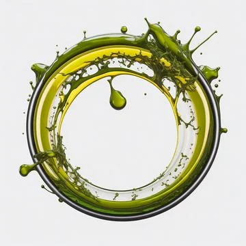 Splash of olive or engine oil arranged in a circle isolated on transparent .. Stock Photos