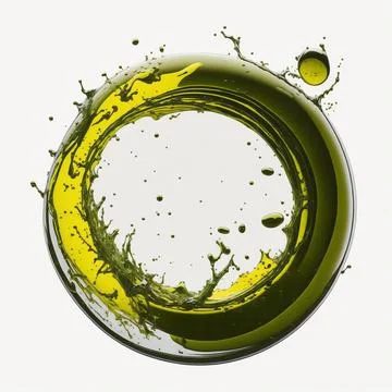 Splash of olive or engine oil arranged in a circle isolated on transparent .. Stock Photos