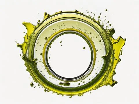 Splash of olive or engine oil arranged in a circle isolated on transparent .. Stock Photos