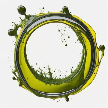Splash of olive or engine oil arranged in a circle isolated on transparent .. Stock Photos