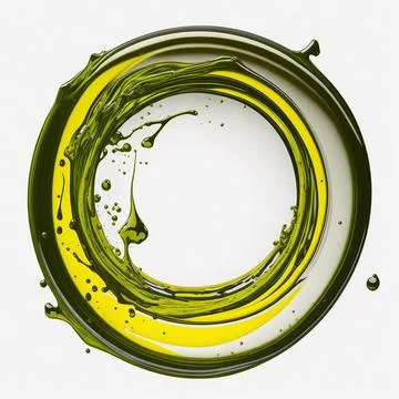 Splash of olive or engine oil arranged in a circle isolated on transparent .. Stock Photos