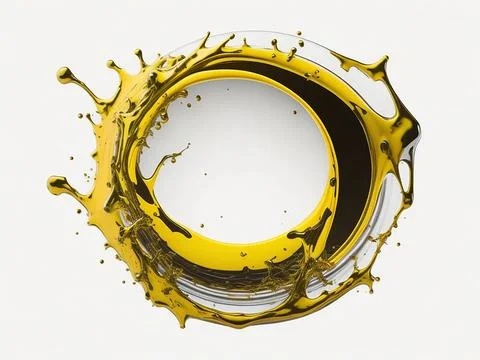 Splash of olive or engine oil arranged in a circle isolated on transparent .. Stock Photos