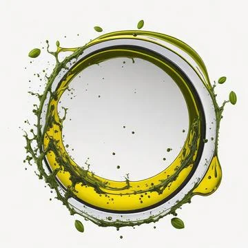 Splash of olive or engine oil arranged in a circle isolated on transparent .. Stock Photos