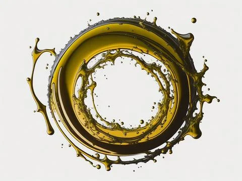 Splash of olive or engine oil arranged in a circle isolated on transparent .. Stock Photos